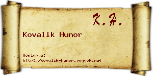 Kovalik Hunor névjegykártya